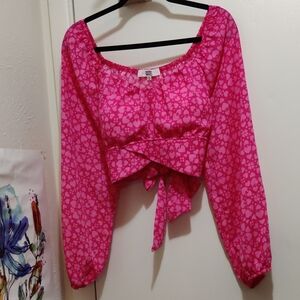 Madden NYC Women's Vibrant Pink Floral Blouse